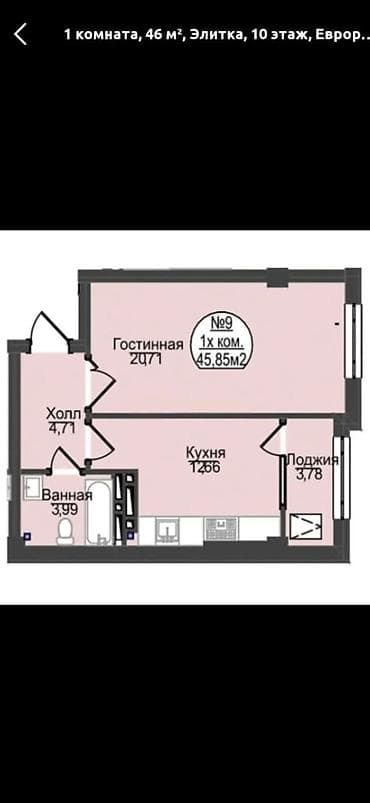 variant kg: 1 комната, 46 м², Элитка, 10 этаж, Евроремонт — 4