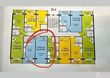 flat kant: 1 комната, 53 м², Элитка, 6 этаж, Готовая ПСО (под самоотделку) — 6