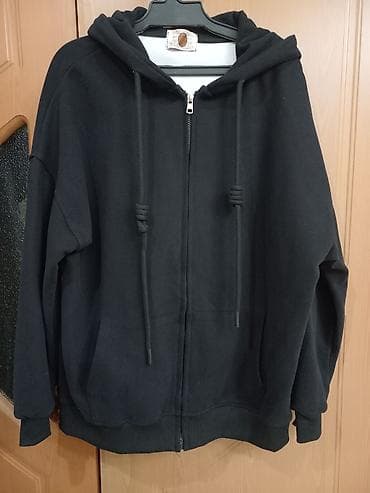 zip худи: Толстовка на молнии с капюшоном, черная - Модель: базовая худи на — 5