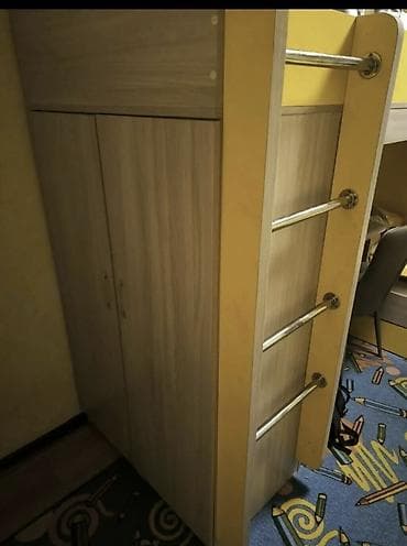 Детский мир: Двухъярусная детская кровать, Б/у, ЛДСП, цвет - Желтый — 5