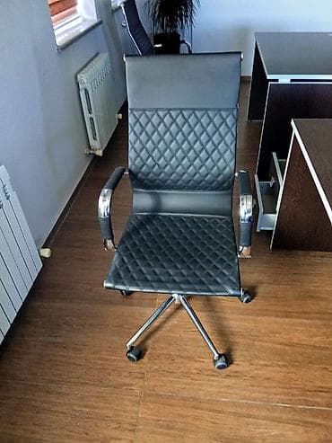 кресло кожаное офисное: Комплект офисной мебели, Диван, Кожа, цвет - Черный — 3