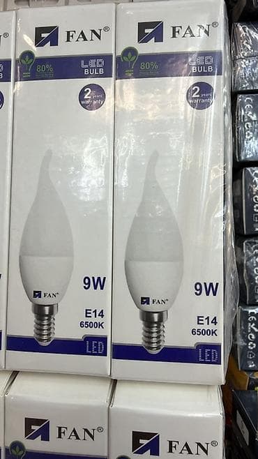 Лампочки: LED-лампа FAN, свеча, 9W - Цоколь: E14 - Свет: 6500K (холодный белый) — 1