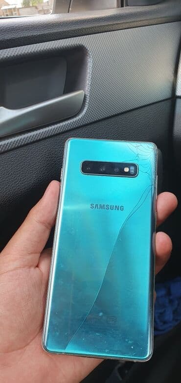 купить телефон s10: Samsung Galaxy S10 Plus, Колдонулган, 128 ГБ, түсү - Көк, 2 SIM — 1
