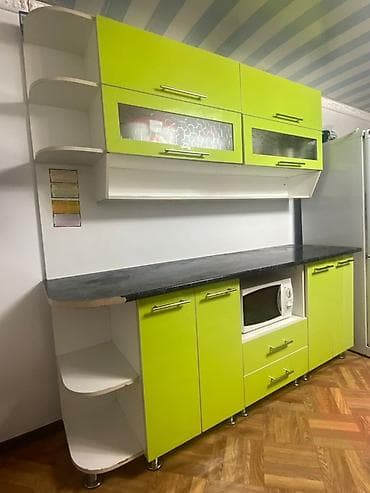 острые козырьки: Кухонный гарнитур, Б/у, цвет - Зеленый, МДФ, Самовывоз, Платная доставка — 4