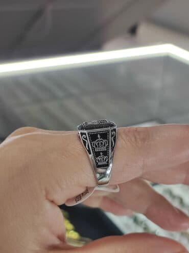 эксклюзивные свадебные пригласительные: Мужская Печатка CROWN Серебро 925 пробы Дизайн под Италиоя — 2