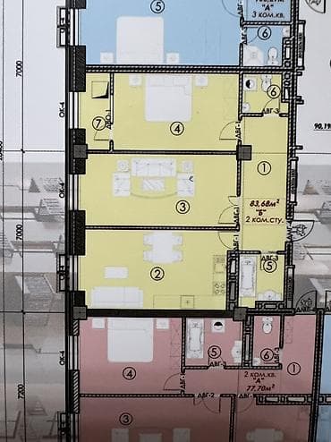 2 комнаты, 84 м², Элитка, 9 этаж, Готовая ПСО (под самоотделку)