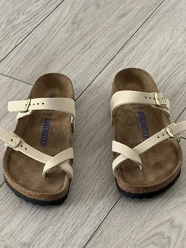 Сандалдар жана шлепкалар: Босоножкалар, 37, Birkenstock, Жаңы, түсү - Саргыч боз, Өзү алып кетүү — 3