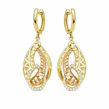 Серьги из золота 585 с цирконом — ADAMANT - Артикул: 28620 - — 2