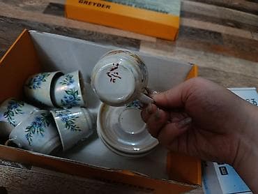 4 pot: Набор мини-чащечек с блюдцами, фарфор с перламутровым покрытием и — 1