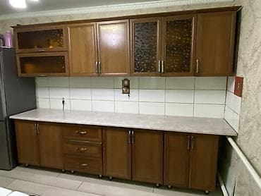 деревянные фасады кухонной мебели: Кухонный гарнитур, цвет - Коричневый, МДФ — 3