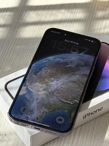 iphone s5: IPhone 14 Pro Max, Б/у, 128 ГБ, Deep Purple, Защитное стекло, Чехол, Кабель, 76 % — 2