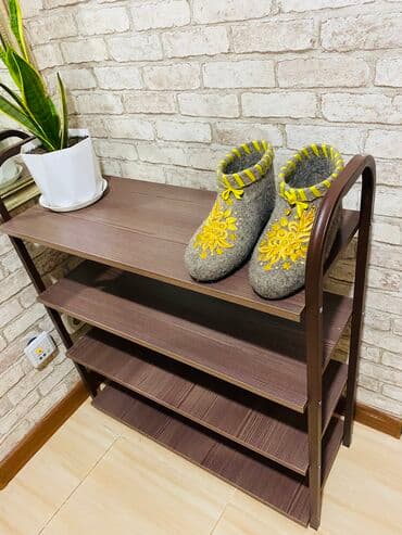 шкаф для обуви бу: Этажерка для обуви Обувная полка Стеллаж Корпус:металл Доски:лдсп — 1