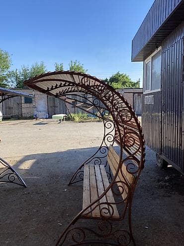 кора для сада: Скамейка Металл, Со спинкой, С крышей — 4