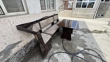 кухуный буфет: Кухонный мягкий уголок, Б/у, Дерево, цвет - Коричневый — 3