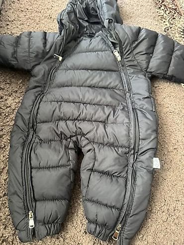 обувь мюли: Детский утеплённый комбинезон-конверт с капюшоном, черный — 4