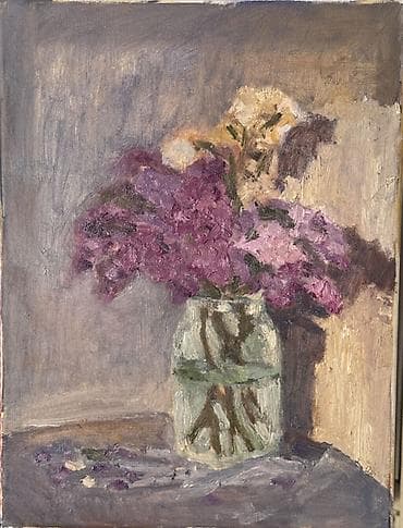 Декор жана интерьер: Картина маслом Натюрморт с сирень Техника: масло на холсте на — 1