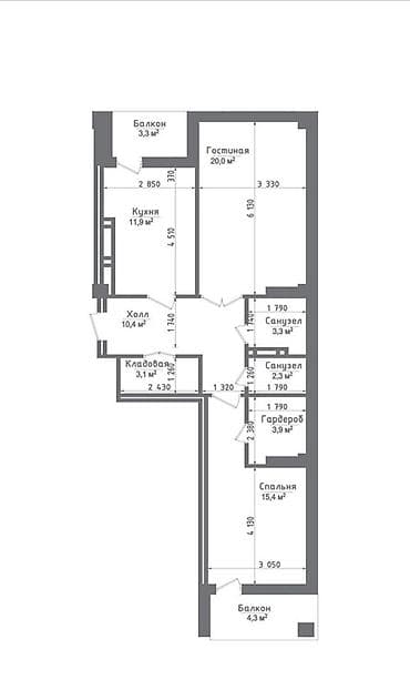 фучика 18 а: 2 комнаты, 77 м², Элитка, парк Фучика Элитка, 6 этаж, ПСО (под самоотделку) — 2