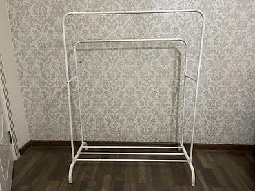 вешалка на ножке: Напольная вешалка-стойка для одежды, двухъярусная, белая. - Материал — 1