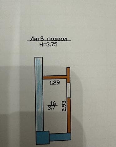 магазин оборудование: Помещение (лит. Б), подвальное, высота потолка H=3,75 м. Планировка — 1