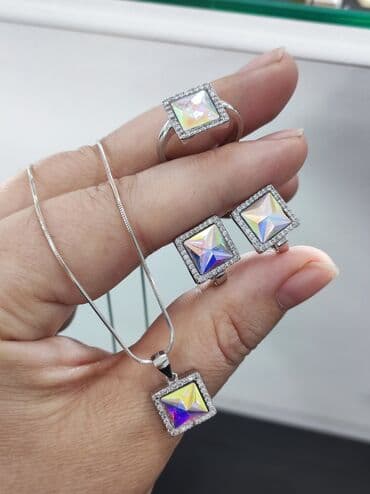 свадебные наборы ручной: Серебро 925 пробы Серебряный комплект+ цепочка Размеры имеются — 5