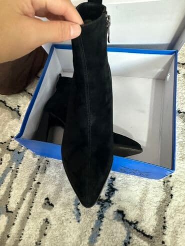 кышкы бут кийимдер: Женские замшевые ботильоны Emporio S.A.M - Цвет: чёрный - Материал — 5