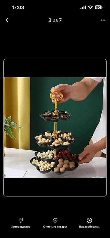 все для декора: Этажерка для закусок и сладостей - 3-ярусная конструкция: каждый ярус — 2