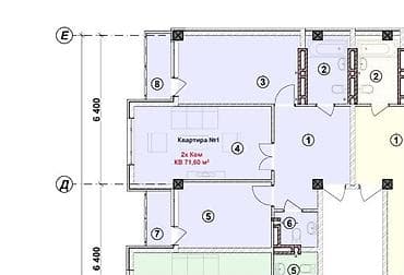 seven development: 2 комнаты, 72 м², Шлагбаум Элитка, 3 этаж, ПСО (под самоотделку) — 2