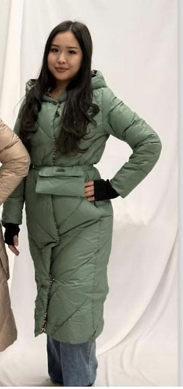 Жеке буюмдар: Пуховик, Узун модель, Кабып тигилген, Куру менен, Капюшону бар, 2XL — 1