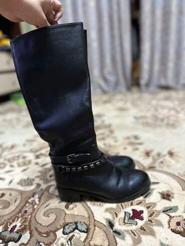 купить сапоги женские зимние кожаные италия: Сапоги, 35, 4Rest, Б/у, цвет - Черный, Самовывоз — 2