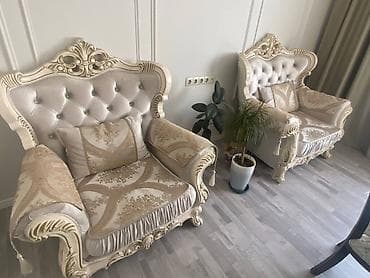 мебель деревянная: Комплект мягкой мебели, Б/у, Самовывоз, цвет - Бежевый — 4