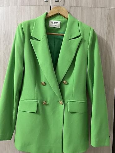 Женские пиджаки — 2 модели 1) Ярко‑зеленый двубортный пиджак Robin -