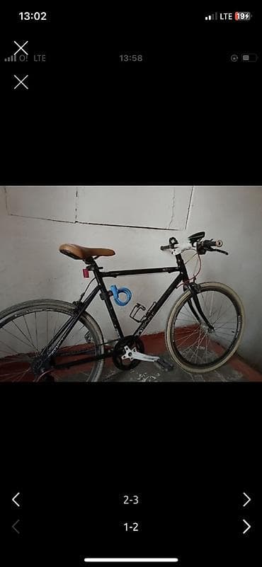 Городской велосипед с прямой рамой (алюминий/сталь, черный цвет)