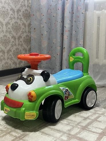 электрическая детская машина: Каталка-машинка для детей - Яркий дизайн в виде панды: зелёный кузов — 3