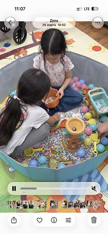 складная ванночка: Игровой бассейн/мини-песочница для дома с набором аксессуаров - — 2