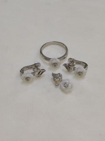 свадебные наборы ручной: Новая коллекция Комплект с эмалью Роза Серебро 925 пробы Цена — 5