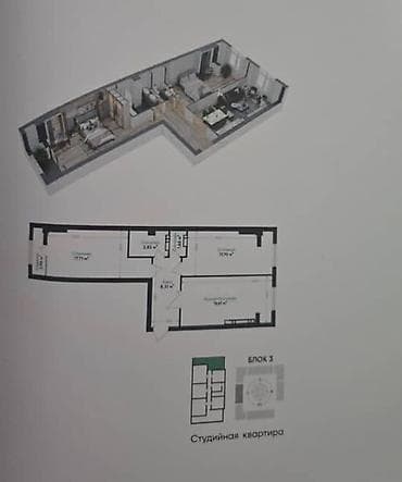 central park: 3 комнаты, 71 м², Элитка, 11 этаж, Готовая ПСО (под самоотделку) — 1