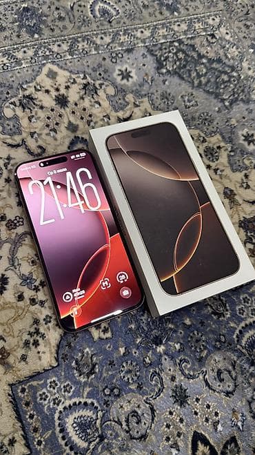 IPhone 16 Pro Max, Б/у, 256 ГБ, Desert Titanium, Зарядное устройство, Защитное стекло, Чехол, 92 %