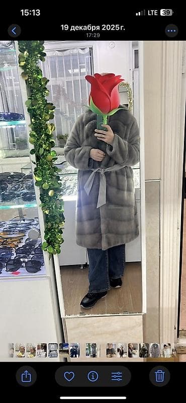 Шуба, Норка, По колено, XL
