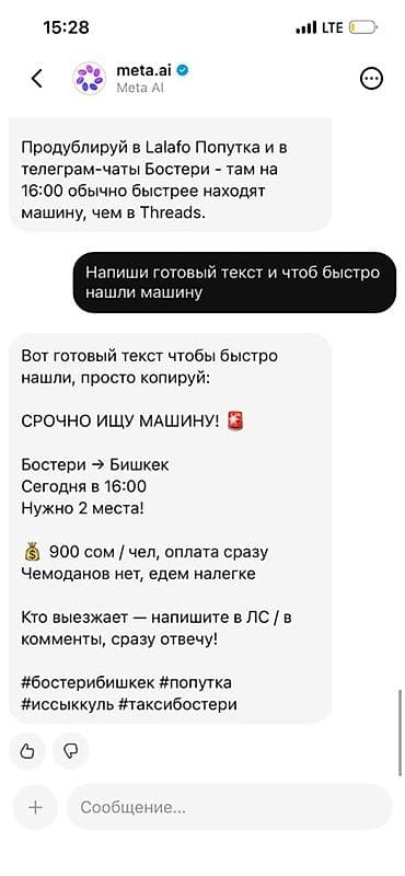 Легковое авто, Пункт назначения: Бишкек, Лицензия №: 1 — 1