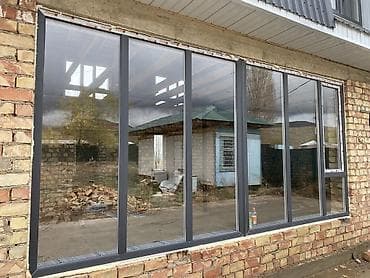 натяжные потолок: Пластиковое окно на заказ, Тип окна: Витражные, Панорамные, Декоративные особенности: Фрамуга, Бесплатная установка, В рассрочку — 2