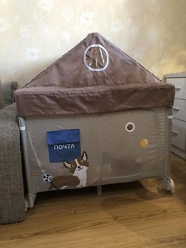 складной манеж детский: Манеж-кровать, Б/у, Раскладной, Другой материал — 1