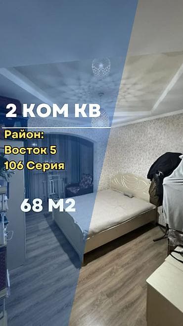 2 room flat: 2 комнаты, 68 м², 106 серия, 3 этаж, Косметический ремонт — 1