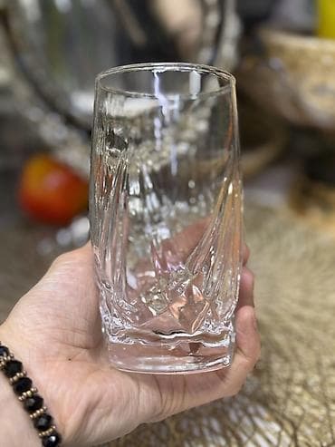 Стаканы: Стеклянные стаканы для воды/сока, набор из разных фактурных моделей — 2