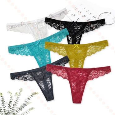 женские турси: Трусики, Стринги, С кружевом, Гипюр, Китай — 2