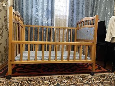 Детская односпальная кровать, Б/у, Для девочки, Для мальчика, С матрасом, Дерево