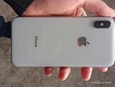 IPhone X, Б/у, 64 ГБ, Серебристый, Чехол, 100 %
