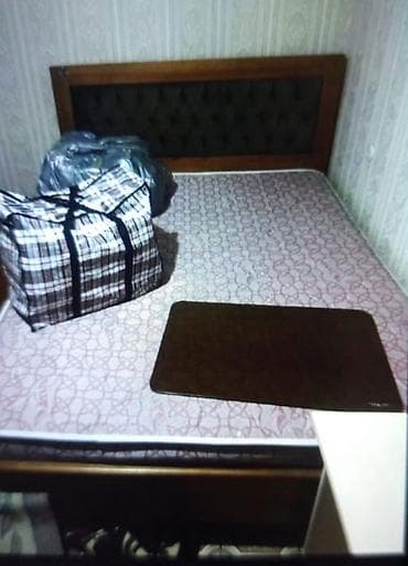 Эки ярустуу керебеттер: Двуспальная кровать с изголовьем и матрасом - Размер спального места — 1