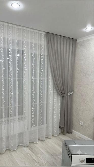 Текстиль: Комплект штор для гостиной/спальни: - Портьера серая сетка - Тюль — 1