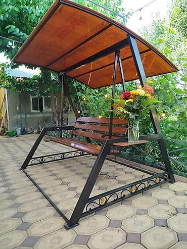 мелочи жизни: Садовые качели Металл, Со спинкой, С крышей — 6