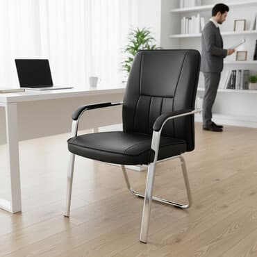 кресло кожаное офисное: Офисное кресло, Без колесиков, цвет - Черный, Экокожа — 1